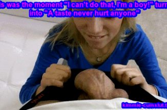 A sissy's first taste of cock