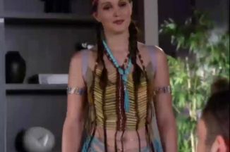 Leighton Meester Showing Her Pocahontas Outfit